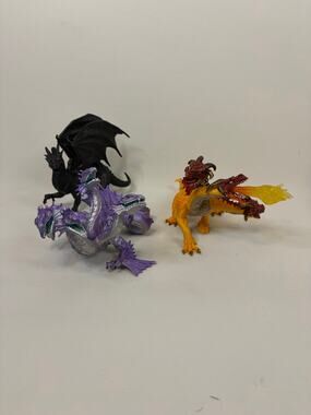 Lot of 3 Safari Ltd Dragon Figures 6x5 Medieval Fantasy PVC Figures USA Made EUC
